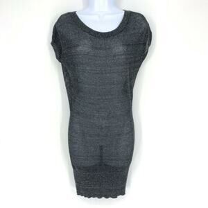 EXPRESS Glitter Open‎ Knit Sweater Dress Size S Mesh Short Cap Sleeve